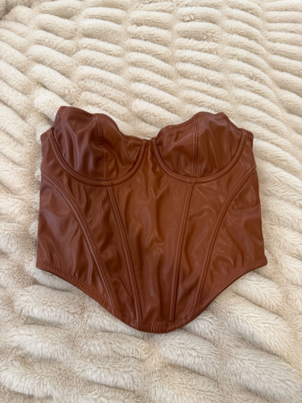 Urban Outfitters Out From Under Faux Leather Bustier in Warm Rust